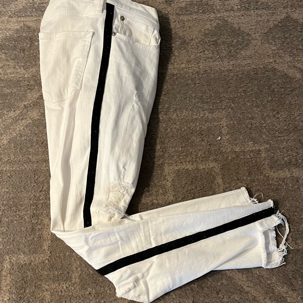 Express Black and White Ankle Cropped Jeans